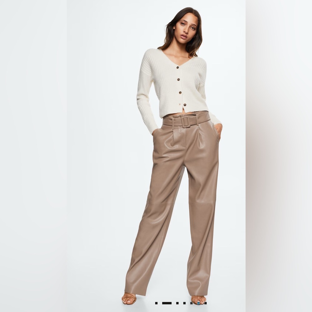 Mango Leather-effect straight trousers size 6